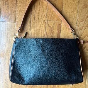 Valentina Black and Tan Leather Shoulder Bag